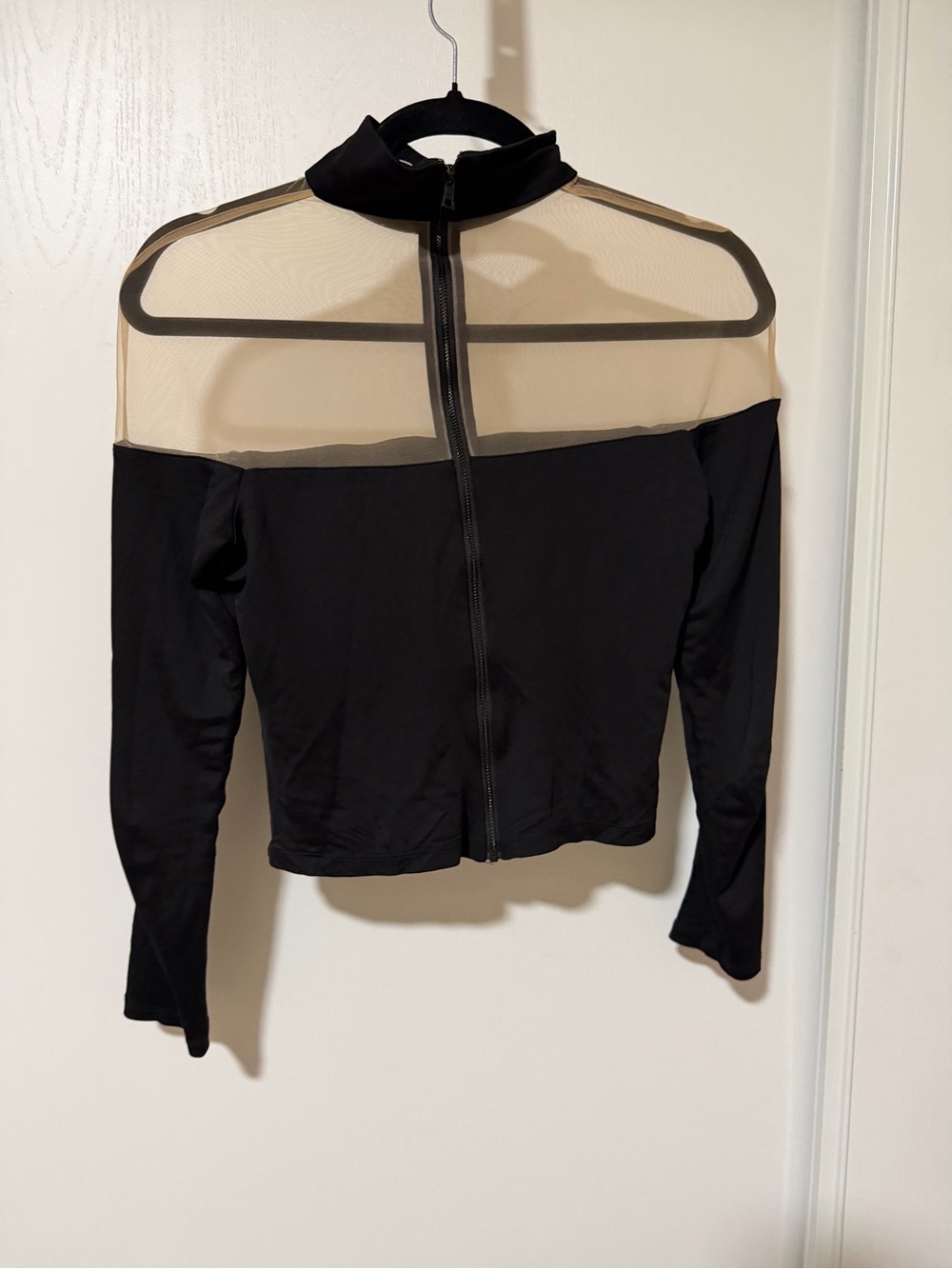 Alice + Olivia Black Long Sleeve Mesh Yoke Top - Picture 2 of 5